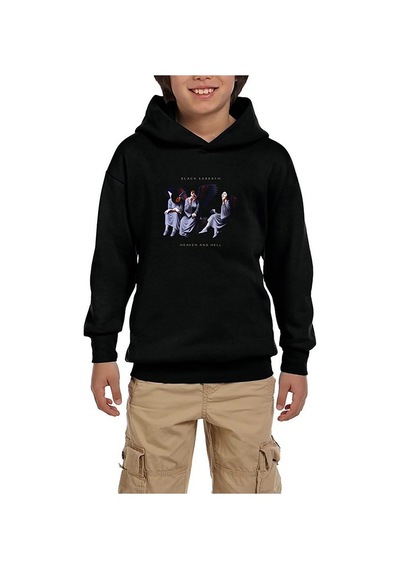 Zepplin Giyim Black Sabbath Heaven and Hell Siyah Çocuk Kapşonlu Sweatshirt