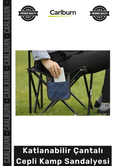 Kampsandalyesi Konforlu Ergonomik Metal Profil Oxford Kumaş Katlanabilir Çantalı Cepli Kamp Sandaly Çok Renkli