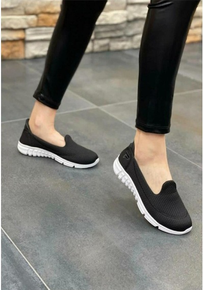 Craft Moda Kadın Ortopedik Hafif Taban Günlük Yürüyüş Ayakkabısı Esnek Rahat Sneaker Siyah Beyaz