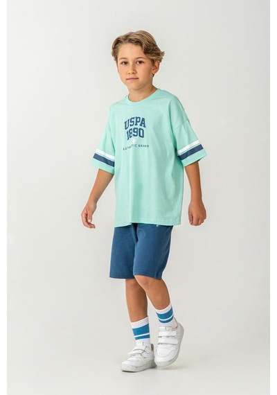 U.S. Polo Assn. Erkek Çocuk 2 Li Bermuda T-şhirt Takım Yeşil-2306 Yeşil