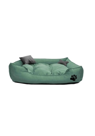 Küçük Irk Köpek Yatağı Yıkanabilir Yüksek Kaliteli Kumaş Pati İşlemeli - 50 X X40 Cm - Su Yeşili