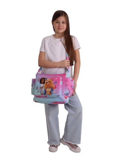 Wow Generation Kız Çocuk Butterfly Baskılı Turkuaz - Pembe Renkli Omuz Çantası - W6075 Çok Renkli