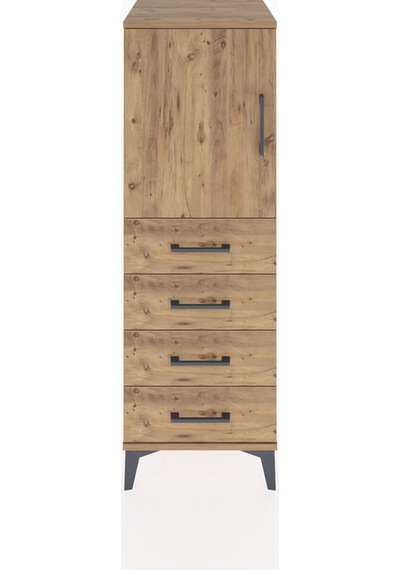 Hyperion Dolap 2 Raflı 4 Çekmeceli Tek Kapaklı 44x44x134 Çam-çam Çam