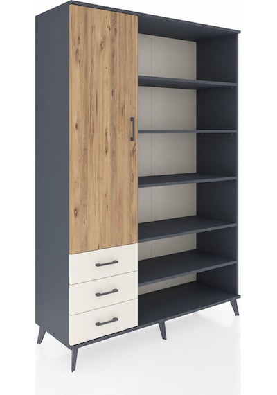 Hyperion Dolap 9 Raflı 3 Çekmeceli 3 Kapaklı 132x44x195 Antra... Antrasit