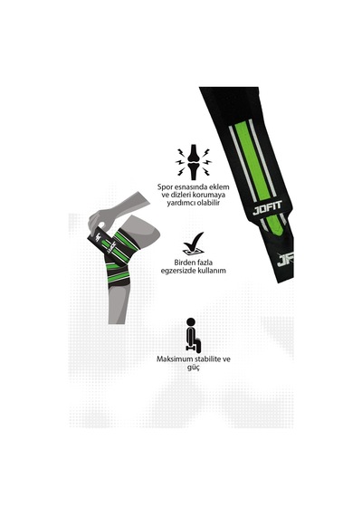Jofit Knee Wraps / Diz Bandajı - 2'li Paket - Siyah-yeşil Siyah - Yeşil