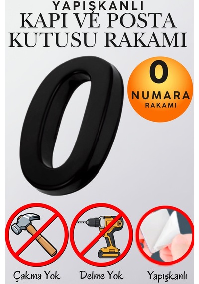 Mat Siyah Yapışkanlı 5 Cm Kapı Numarası 0 Küçük Boy 50 Mm Kapı No Rakam Sayı Daire, Posta Kutusu, Otel Oda No, Asansör, Kat Planı, Araç Model Ve Apartman İçi İçin Kendinden Yapışkanlı Krom Numaratör 0 0