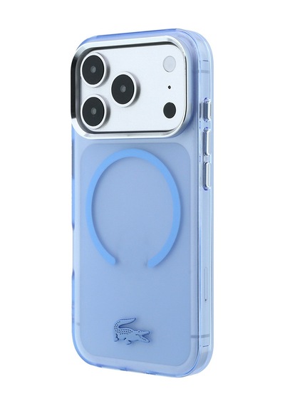 Apple Uyumlu iPhone 18 Pro Kılıf Lacoste Lisanslı M-safe C-magnet İkonik Timsah Logo Iml Frosted Kapak Açık Mavi