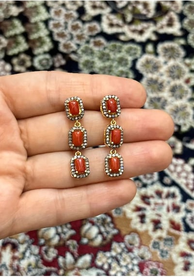 Mercan Elmas Küpe 077