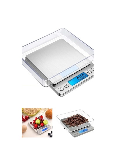 Dijital İnox Çelik 3 Kg Kapasiteli Dijital Hassas Kantar Mutfak Tartısı Terazi Gri