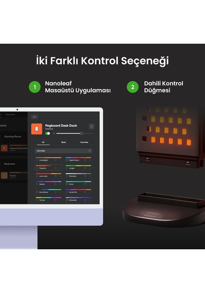 Nanoleaf Rgb Işıklı Masaüstü Stand, 2xusb-c Ve 1xusb-a Girişli