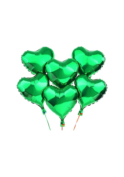 5 Adet 18 İnç 45 Cm Kalp Folyo Balon Yeşil YEŞİL