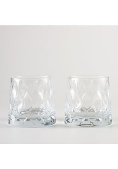 Kristal Desenli 2li Set Meşrubat Bardağı Açık Kırmızı