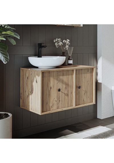 Gusto Ayaksız Oval Lavabolu Mdf 75 Cm Çekmeceli Banyo Dolabı Atl Atlantik Çam