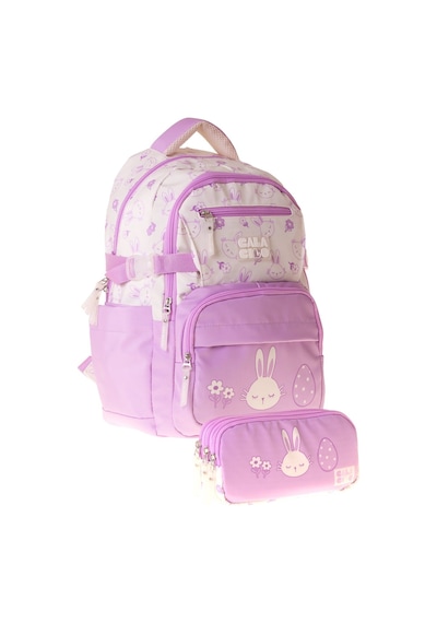 Calacilo Rabbit Kız Çocuk Tavşan Baskılı Okul Sırt Çantası Ve Kalemlik Seti - Setcc-c4041c Lila