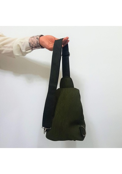 Fiyra Bb1 Haki Renk Krinkıl Kumaş Beş Bölmeli Body Bag Bayan Çanta Haki
