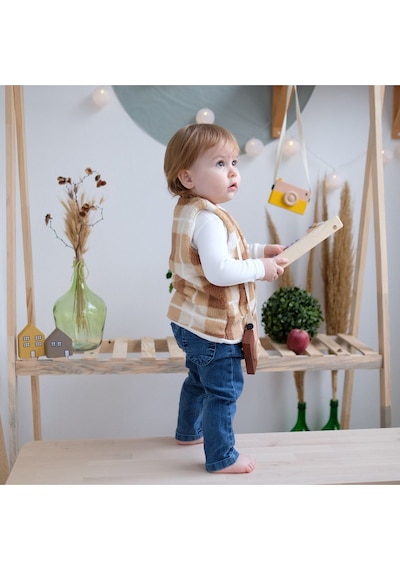 Flexi Polar Ekose Bebek Yelek Kahverengi