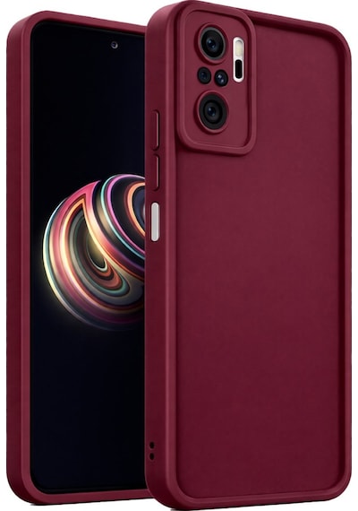 Mi Redmi Note 10 - Redmi Note 10s- Redmi Note 11 Se Uyumlu Kamera Çıkıntılı Mat Silikon Telefon Kılıfı Bordo
