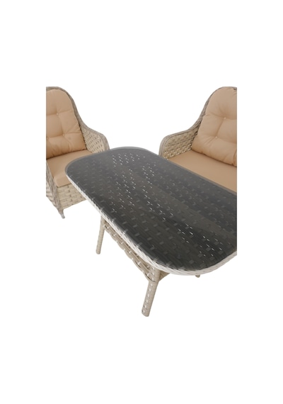 Force Rattan Bahçe Oturma Grubu 861 Rehome Krem