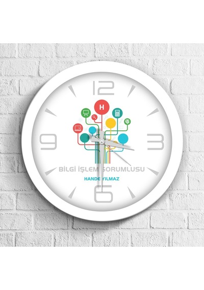Kişiye Özel Mesleki Bilgi Işlem Sorumlusu Ahşap Duvar Saati Çok Renkli