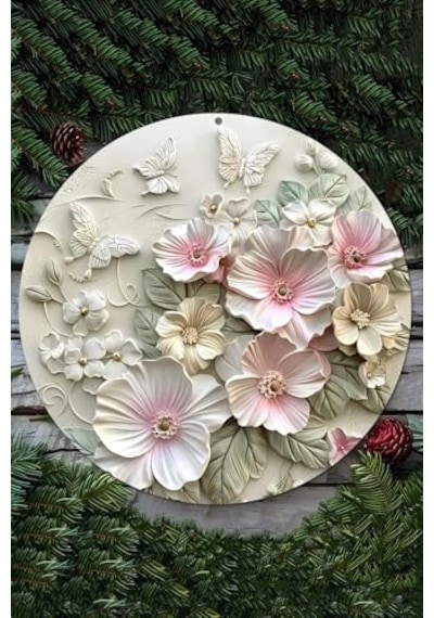 3d Çiçek Kelebek Desenli Mdf Duvar Süsü, Dt158 Diğer