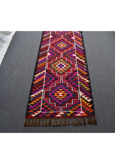 Zehra Abla Halı Yeni El Dokuma Görkemli Otantik Herki Yolluk Yün Kilim 7118 Çok Renkli