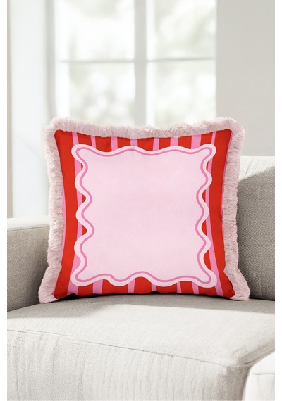 Retro Çizgili Şekerleme Saçaklı Yastık Kılıfı - Dalgalı Pop Art Modern Pembe Püsküllü Kırlent Kılıfı Derin Esinti Nektar Retro Çizgili Şekerleme Saçaklı Yastık Kılıfı - Dalgalı Pop Art Modern Pembe Püsküllü Kırlent Kılıfı Derin Esinti Nektar