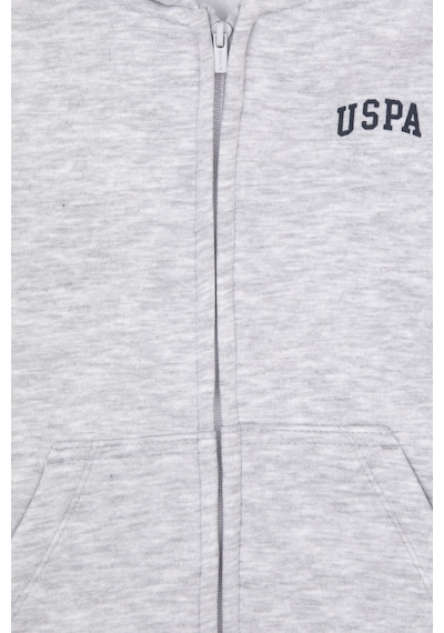 U.S. Polo Assn. Erkek Çocuk Açık Gri Örme Fermuarlı Kapüşonlu Hırka 50313852-VR001