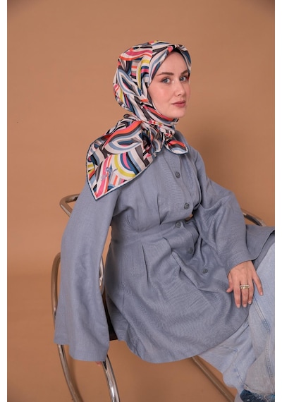 Silk Home Twill İpek Eşarp 11471-34 Petrol Mavi, Pembe, Mercan, Siyah