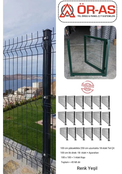 Panel Çit Takım 100 Cm Yükseklik 45 Mt Uzunluk 100 X 100 Kapı -