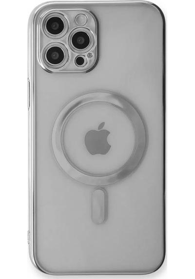 Newface Apple Apple iPhone Uyumlu  12 Pro Kılıf Magneticsafe Lazer Silikon - Gümüş