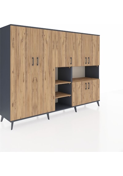 Hyperion Dolap 13 Raflı 7 Kapaklı 220x44x163 Antrasit-çam Atlas Çam - Antrasit Hyperion Dolap 13 Raflı 7 Kapaklı 220x44x163 Antrasit-çam Atlas Çam - Antrasit