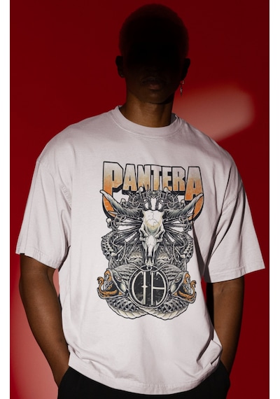 Pantera Rock Metal Müzik Grubu Ön Baskılı Unisex Oversize Tişört Beyaz