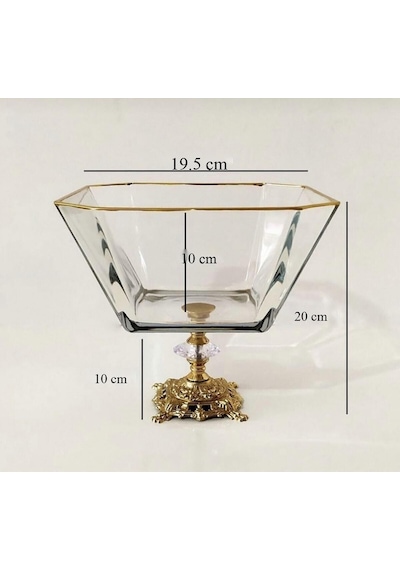 Paşabahçe Metal Ayaklı Gold Detaylı Büyük Boy Kase- Sunum - Servis - Salata Kasesi gri