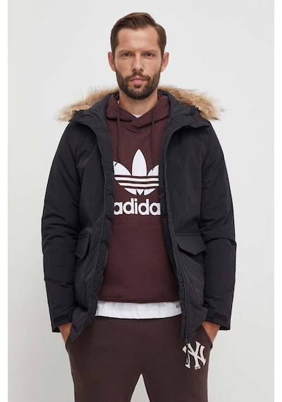 Adidas Paveric Fur Parka Opsiyonel Kürklü Kapüşonlu Regular Fit Uzun Erkek Mont Siyah Siyah