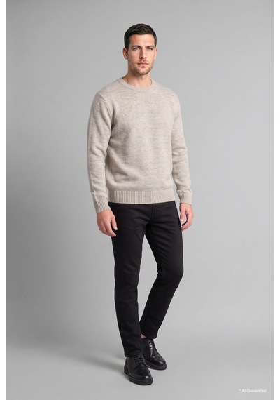 Defacto Standart Fit Bisiklet Yaka Triko Basic Kazak Erkek I3774ax26wnbg170 Bej-bg170