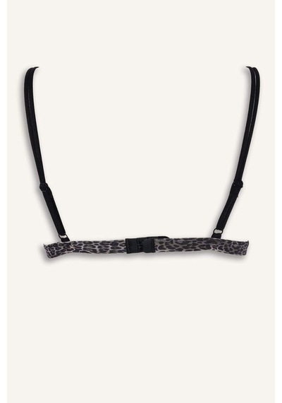 Defacto Leopar Desenli Tül Kapsız Pedsiz Balensiz Triangle Bra G4694ax26spbk81 Siyah-bk81