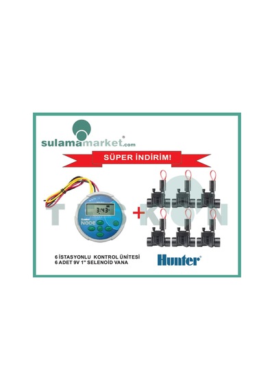 Hunter Node600 + 6Ad. Pgv1009V Pilli Zamanlayıcı Ve Vana Seti