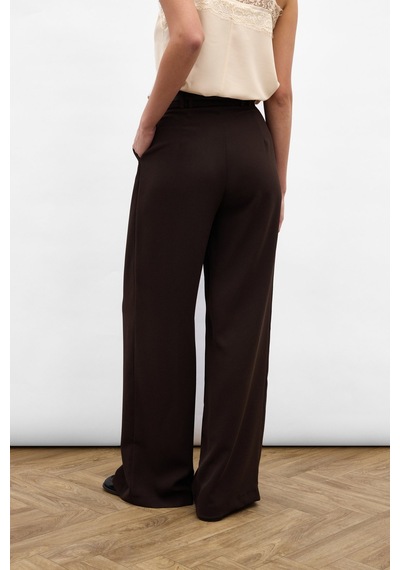 Sateen Luna Krep Pantolon - Kahve-136964 Kahve