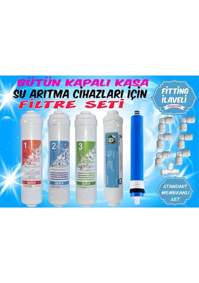 Inline Su Arıtma Cihazı Filtre Seti 4'lü - Dirsek Ve Hortum li