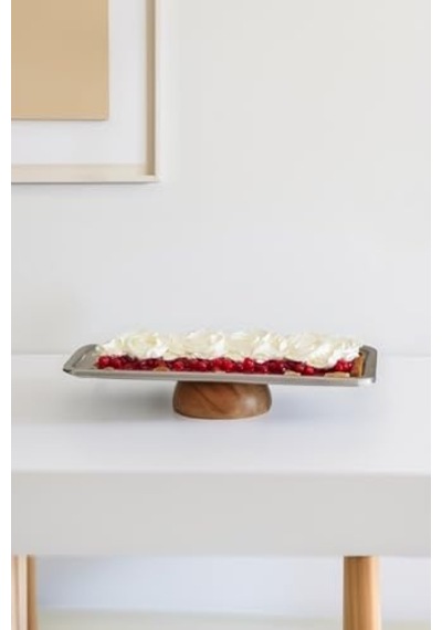 Çelik Ahşap Ayaklı 33 Cm Servis/sunum Tepsisi 15cm
