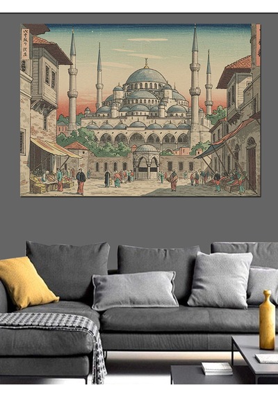 İstanbul Camii İllüstrasyonu Dekoratif Kanvas - Mdf Ahşap Tablo