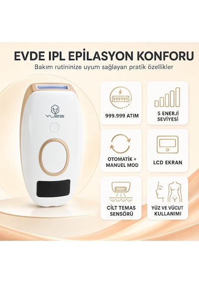 Lexroo W-1096 Ipl Lazer Epilasyon Cihazı, 999.999 Atım, 5 Enerji Seviyesi, Otomatik Ve Manuel Mod