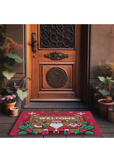 Valerine Life Noel Babalı Yılbaşı Tabelası Welcome Kapı Önü Paspası 45x70cm