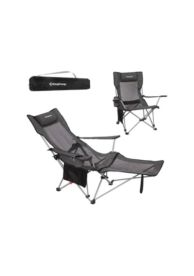 Kingcamp Wıllow Aerocomfort Lounge 4 Pozisyonlu Yatabilen Kamp Sandalyesi Gri - Siyah