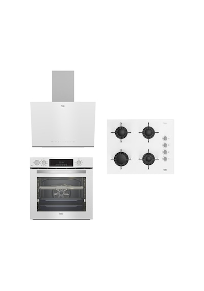 Beko BFC 631 B - BOCD T 6510 EB - BDE 6062 B Buhar Destekli Beyaz Ankastre Set