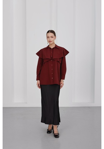 Storm Wear Yaka Detaylı Kadın Gömlek Kırmızı