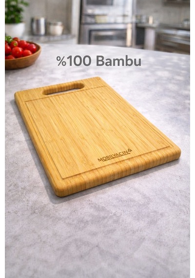 Bambu Kesme Tahtası Su Oluklu 30x24 Naturel