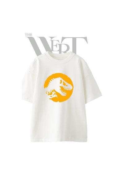 Thewert Jurassic Park Tasarım Baskılı Ünisex Beyaz Oversize T-shirt