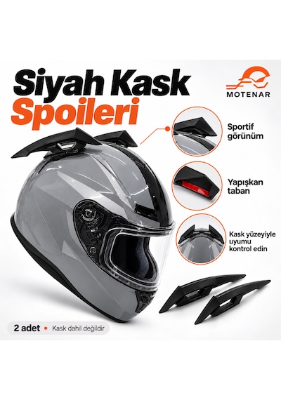 Motenar Siyah Motosiklet Kask Spoileri Yapışkanlı 2 Adet