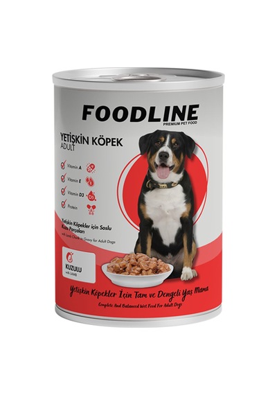 Foodline Kuzu Etli Yetişkin Köpek Konservesi 6 x 400 G
